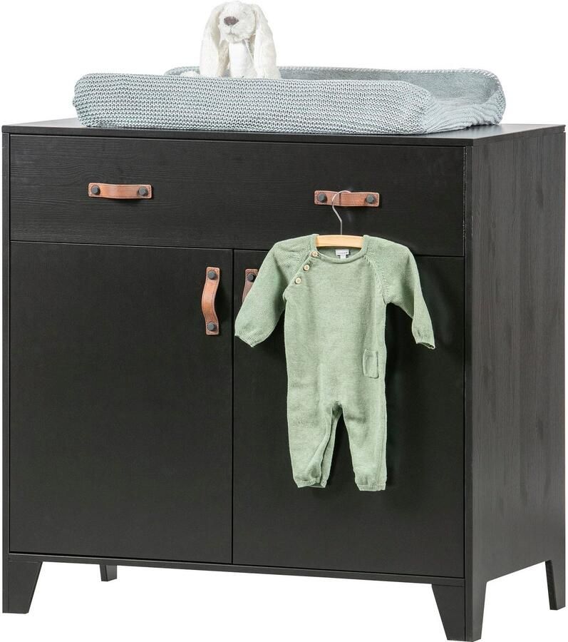 WOOOD DIAN OPBERGKAST 1 LADE + 2 DEUREN GRENEN DIEP ZWART [fsc] - Foto 2