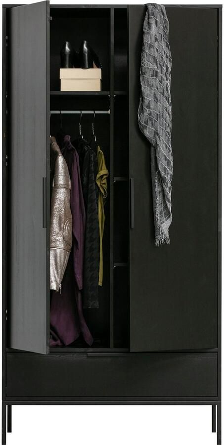 WOOOD | Adam 2-deurs Kast Grenen Zwart | Woonkamer meubels | BergkastKastWandkast - Foto 6