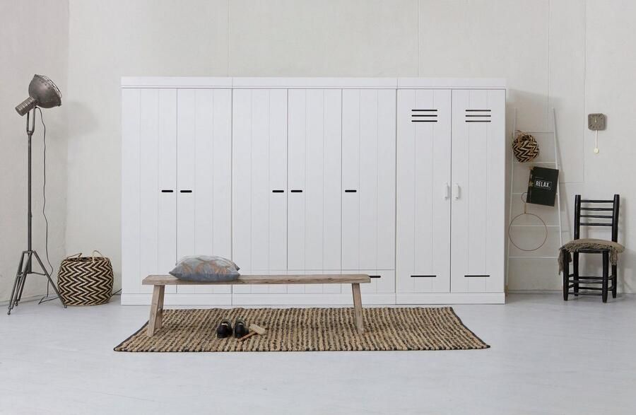 Woood Connect Kledingkast H 195 x B 140 x D 53 cm Lades Planken en Roede Wit - Foto 4