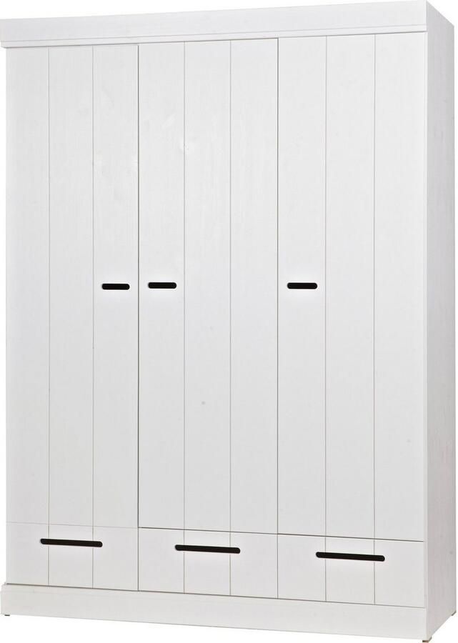 Woood Connect Kledingkast H 195 x B 140 x D 53 cm Lades Planken en Roede Wit - Foto 3
