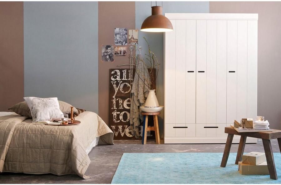 Woood Connect Kledingkast H 195 x B 140 x D 53 cm Lades Planken en Roede Wit - Foto 6