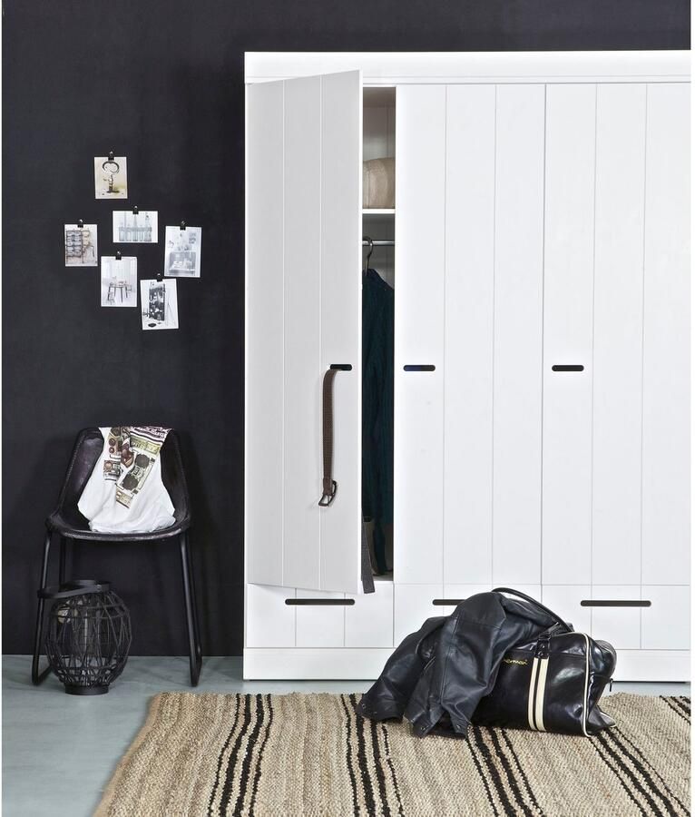 Woood Connect Kledingkast H 195 x B 140 x D 53 cm Lades Planken en Roede Wit - Foto 2