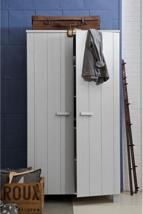 WOOOD | Dennis Kast Grenen Betongrijs Geborsteld | Slaapkamerkasten | KledingkastLinnenkast - Foto 2