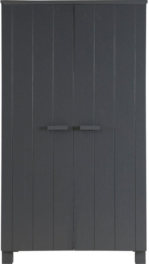 WOOOD | Dennis Kast Grenen Steel Grey Geborsteld | Slaapkamerkasten | KledingkastLinnenkast - Foto 3