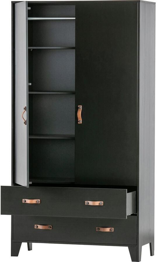 WOOOD | Dian Garderobekast Grenen Diep Zwart | Woonkamer meubels | BergkastKast - Foto 4