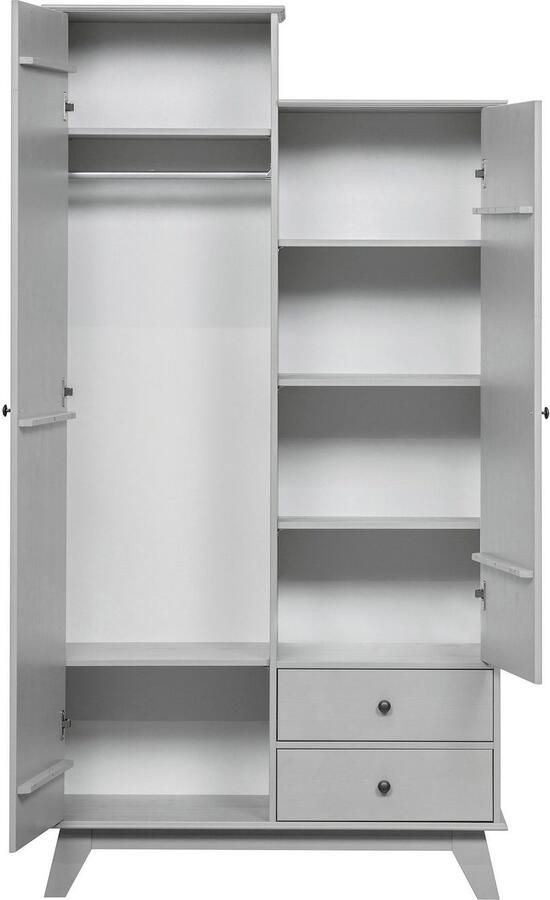 WOOOD Kledingkast Lily massief dennenhout met kledingstang h 190 cm x b 98 cm - Foto 4