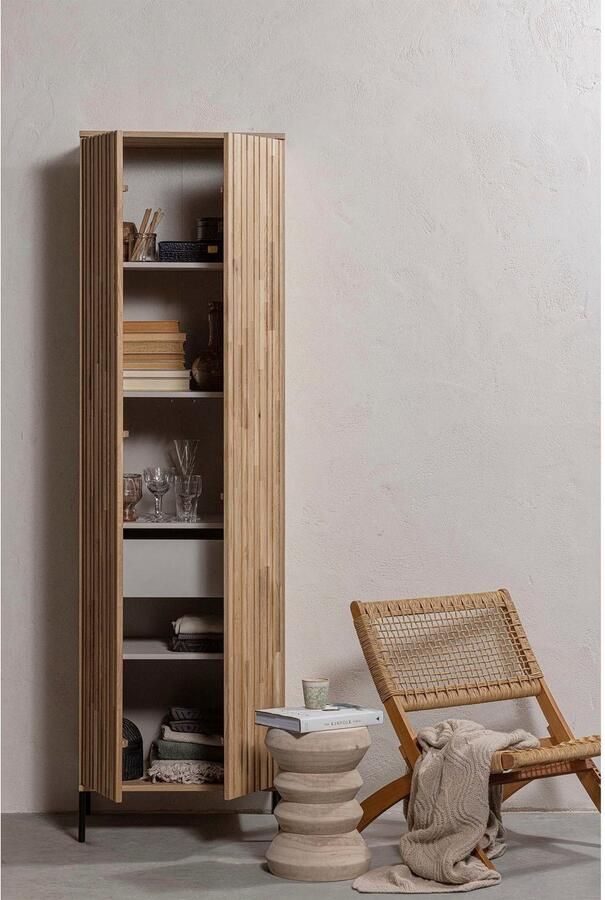 WOOOD Exclusive | Gravure New Hoge Kast + Lade Eiken Blanke Lak | Woonkamer meubels | BergkastKastWandkast - Foto 8