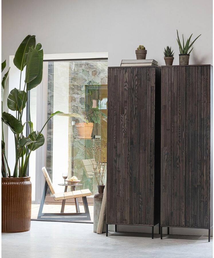 WOOOD | New gravure hoge kast met lade essen fineer espresso | Woonkamer meubels | BergkastWandkast - Foto 3