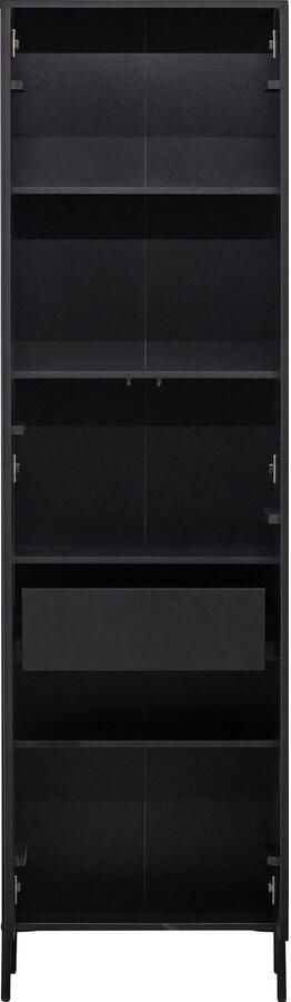 WOOOD Exclusive | Gravure New Hoge Kast + Lade Grenen Zwart | Woonkamer meubels | BergkastKastWandkast - Foto 5