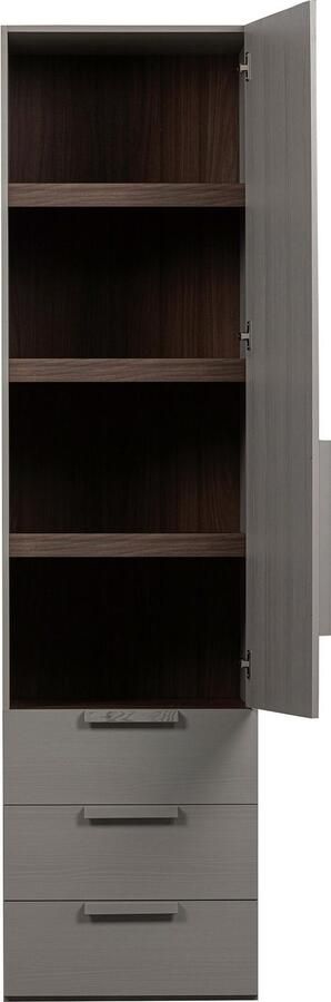 WOOOD | Rens 1 Drs Hang legkast Greep Lan Noten kiezelgrijs | Slaapkamerkasten | Linnenkast - Foto 3