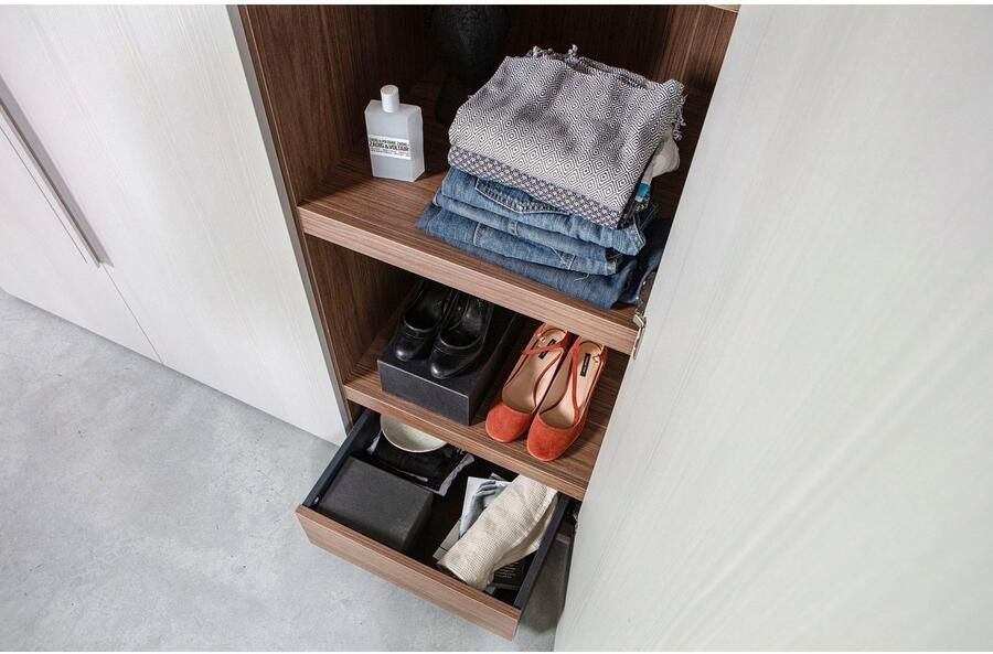 WOOOD | Rens 3 Drs Hang legkast Greep Lang Noten kiezelgrijs | Slaapkamerkasten | Linnenkast - Foto 2