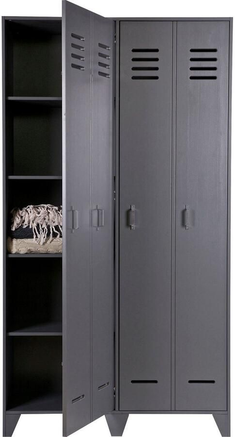 WOOOD | Stijn Hoog 2drs Lockerkast Steel Grey | Woonkamer meubels | BergkastKast - Foto 7
