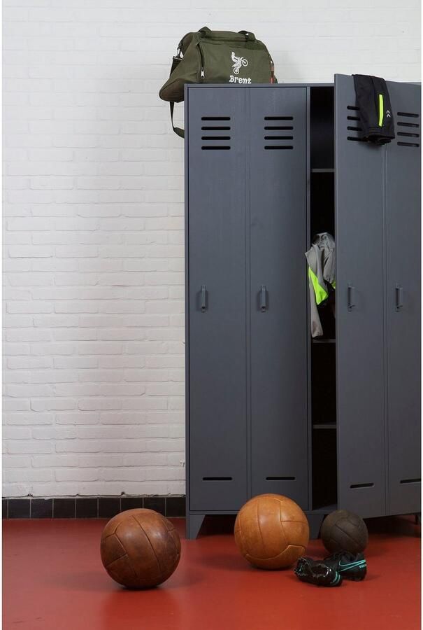 WOOOD | Stijn Hoog 2drs Lockerkast Steel Grey | Woonkamer meubels | BergkastKast - Foto 3