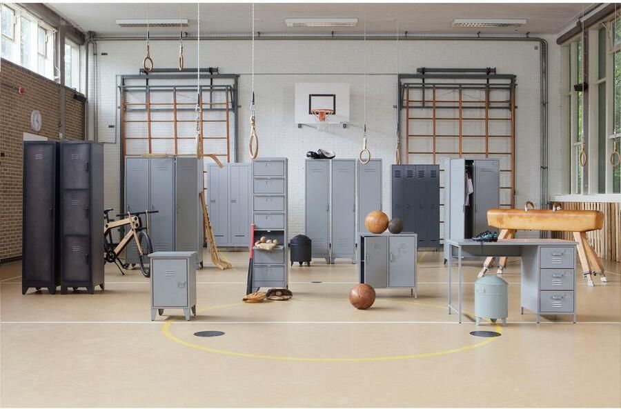 WOOOD | Stijn Hoog 2drs Lockerkast Steel Grey | Woonkamer meubels | BergkastKast - Foto 4