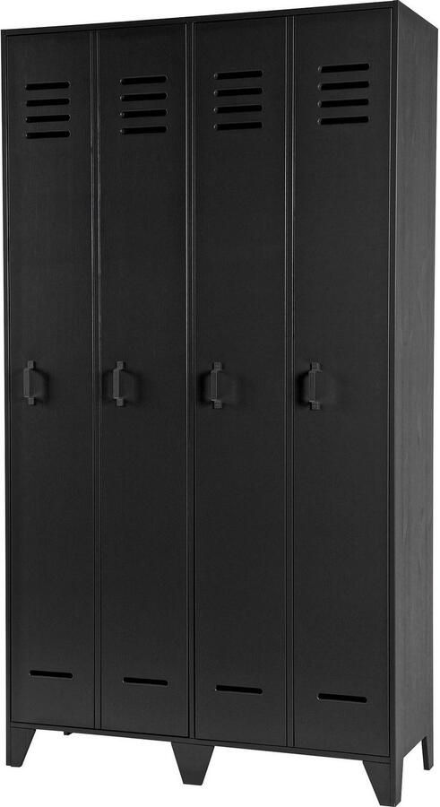 WOOOD | Stijn Hoog 2drs Lockerkast Zwart | Woonkamer meubels | BergkastKast - Foto 5