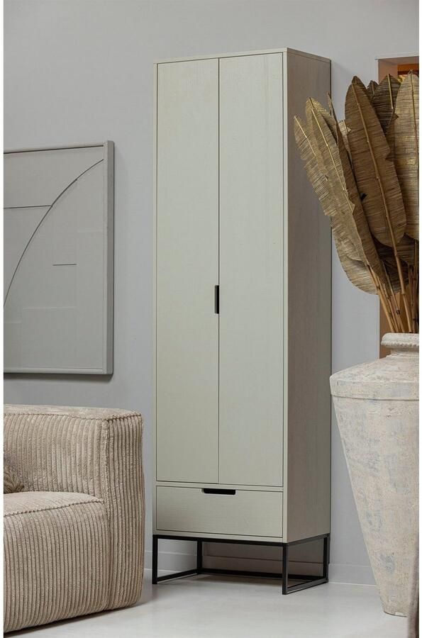 WOOOD | Silas Hoge Kast Geborsteld Grenen Dust | Woonkamer meubels | BergkastKast - Foto 8