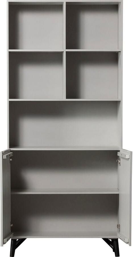 WOOOD Rek Carve Staande plank met 2 deuren met open vakken 2 deuren h 200 cm x b 90 cm - Foto 2