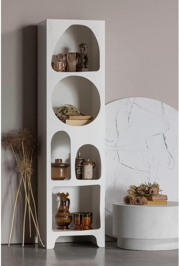 WOOOD | Caz Vakkenkast Smal Wit | Woonkamer kasten | Kast