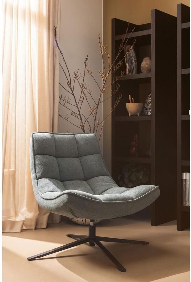 WOOOD Draaibare fauteuil Maudi Metalen frame gepolsterd met geweven stof H 84 cm x B 74 cm - Foto 5