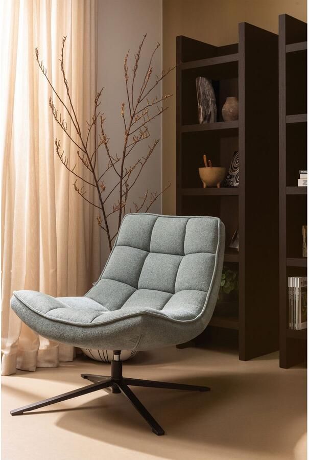 WOOOD Draaibare fauteuil Maudi Metalen frame gepolsterd met geweven stof H 84 cm x B 74 cm - Foto 6