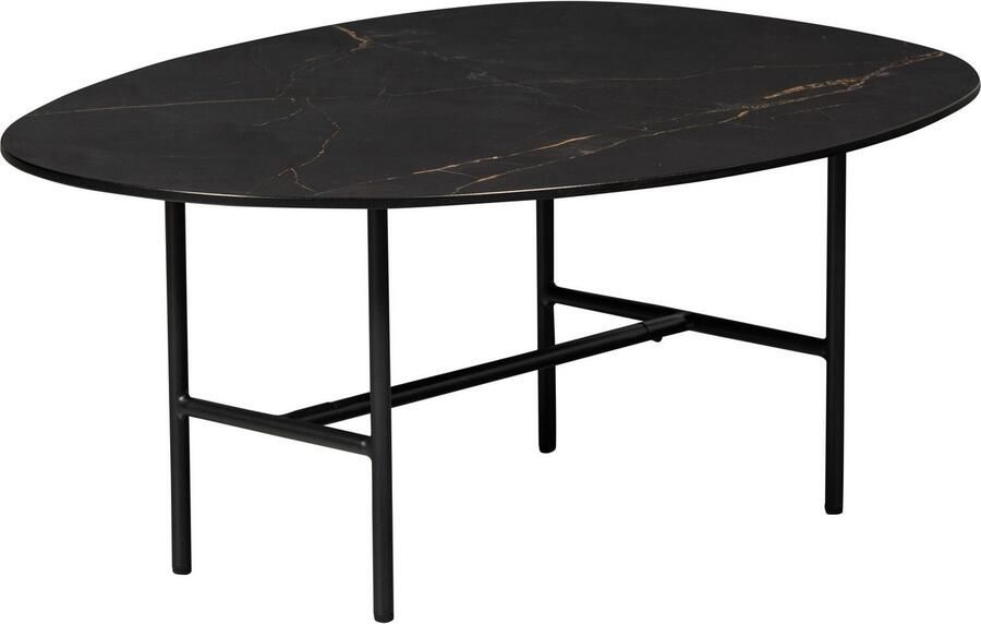 WOOOD | Vajen salontafel met zwart marmeren look blad 80x60cm | Woonkamertafels | Salontafel