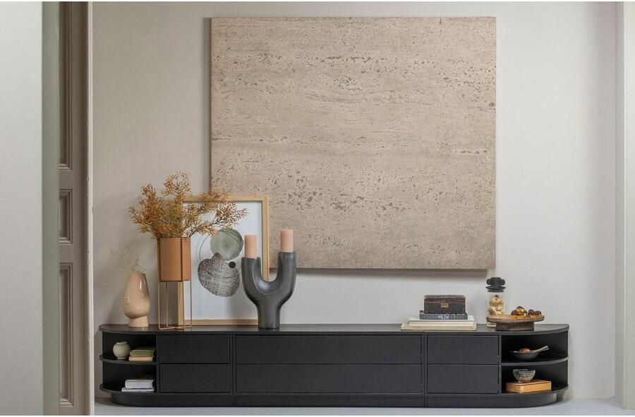 WOOOD | Finca tv meubel rond rechts 78cm grenen diepzwart | Woonkamer meubels | Tv-dressoir | Tv-meubel - Foto 8