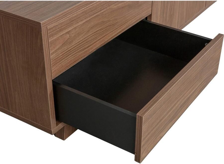 WOOOD Tv-meubel Seppe TV-dressoir Walnootfineer met duidelijk zichtbare nerf H 42 cm x B 160 cm