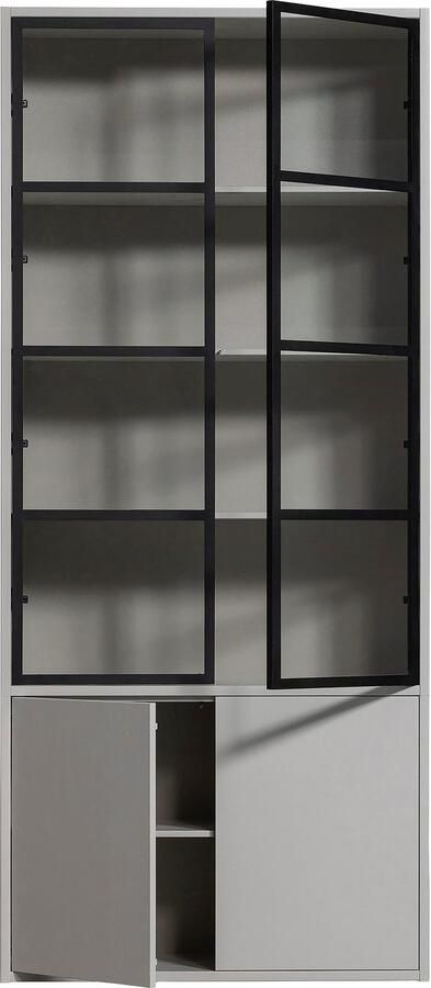 Vtwonen | Basic 4-drs Vitrinekast Grenen Mist | Woonkamer meubels | KastVitrinekast - Foto 7