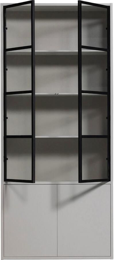 Vtwonen | Basic 4-drs Vitrinekast Grenen Mist | Woonkamer meubels | KastVitrinekast - Foto 6