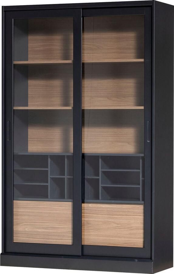 WOOOD Exclusive James vitrinekast 200x125x47 cm grenen zwart notenhout print - Foto 4