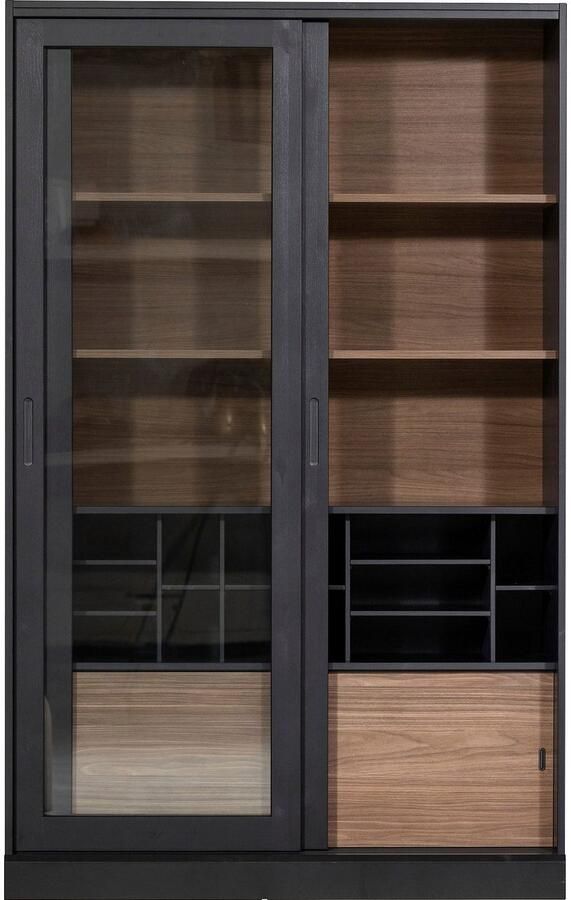 WOOOD Exclusive James vitrinekast 200x125x47 cm grenen zwart notenhout print - Foto 5