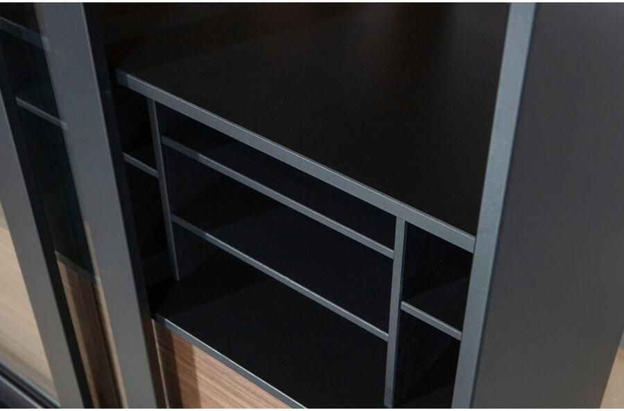 WOOOD Exclusive James vitrinekast 200x125x47 cm grenen zwart notenhout print - Foto 2