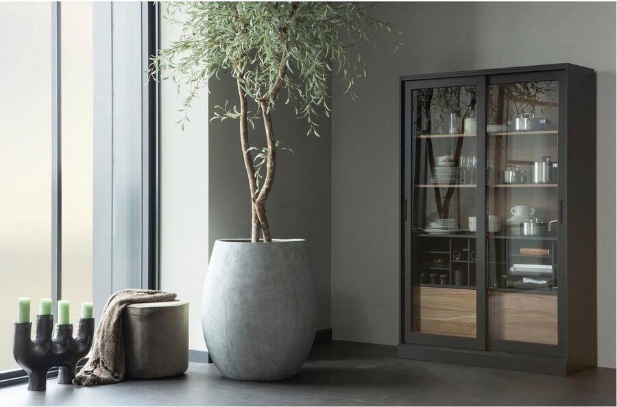 WOOOD Exclusive James vitrinekast 200x125x47 cm grenen zwart notenhout print - Foto 3