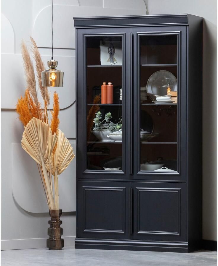 BePureHome | Organize Vitrinekast 44cm Grenen Matzwart | Woonkamer meubels | Vitrinekast