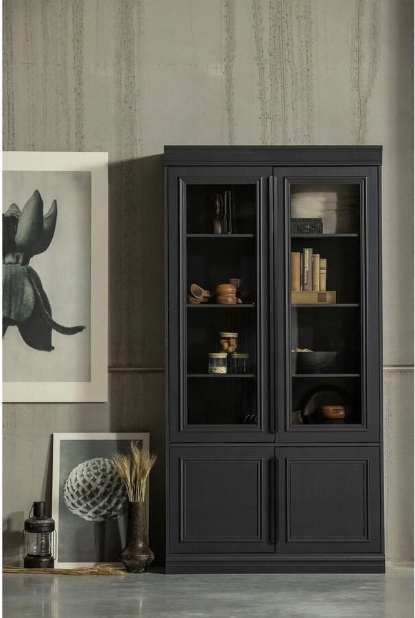 BePureHome | Organize Vitrinekast 44cm Grenen Matzwart | Woonkamer meubels | Vitrinekast - Foto 4