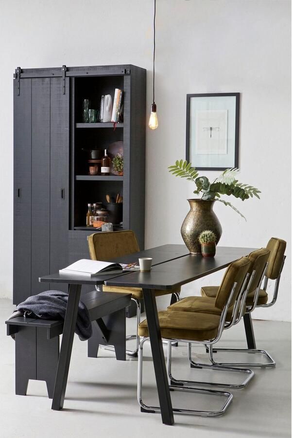 Vtwonen Wandkast Schuifdeurkast Barn Hout Zwart 122 x 230 x 37 cm (BxHxD) - Foto 3