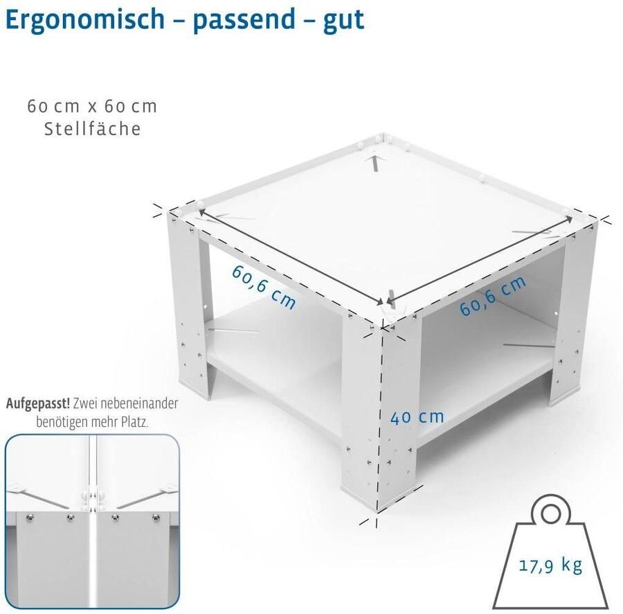 Xavax Onderbouwsokkel Sokkel 60 x 60 x 40cm Wasmachine Wasdroger Sokkel voor huishoudelijke apparaten verstelbaar - Foto 2