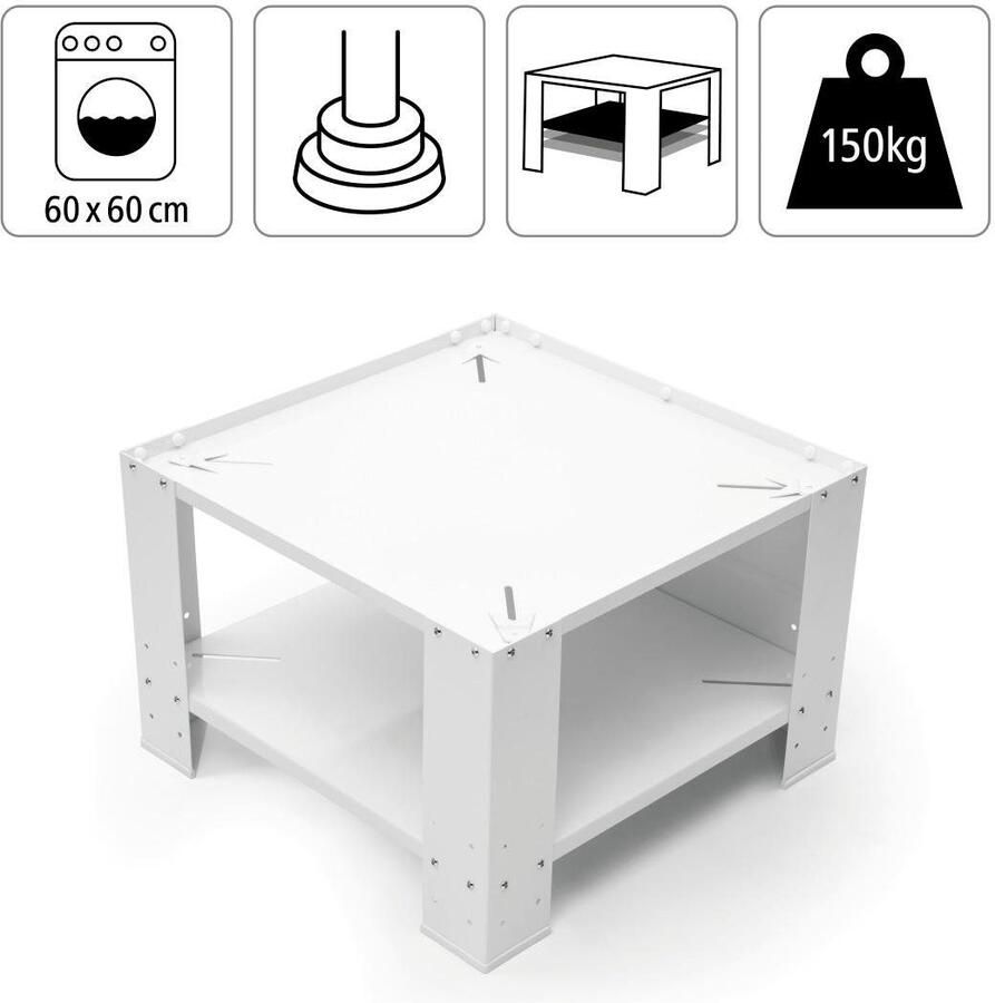 Xavax Onderbouwsokkel Sokkel 60 x 60 x 40cm Wasmachine Wasdroger Sokkel voor huishoudelijke apparaten verstelbaar - Foto 9