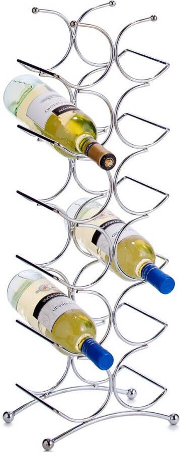 Zeller wijnrek staand zilverkleurig voor 12 flessen 67 cm rek voor wijnflessen