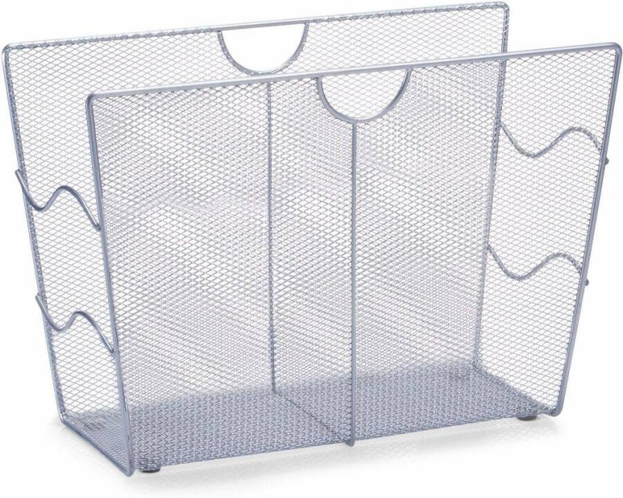 Zeller tijdschriftenrek zilver metaal 39 x 27 cm tijdschriftenrek