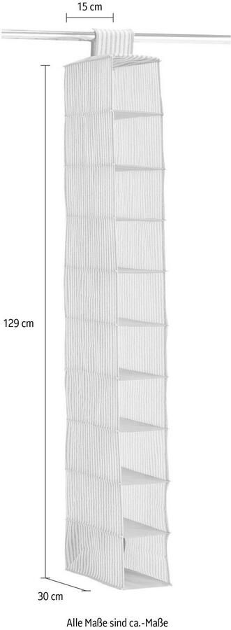 Zeller kast organiser hangend 10 vakken 15 x 30 x 129 cm beige Opbergmanden - Foto 2