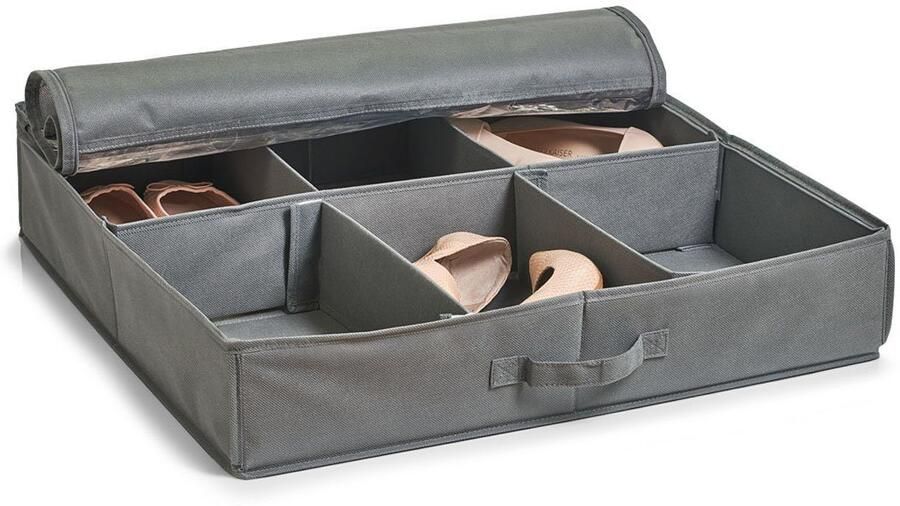 Zeller Present Zeller schoenenopberger voor onder bed 6 vakken grijs 60 x 60 x 13 cm