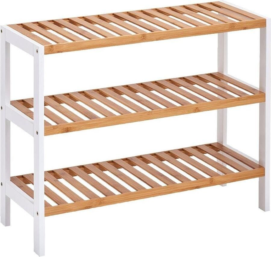 Zeller Bamboe houten schoenenrek schoenenstandaard 3-laags 70 x 26 x 54 cm Schoenen opbergen