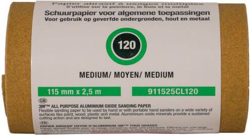 3M ™ Schuurrol Algemeen Gebruik Korrel p120 911525cl120 115mmx2 5m