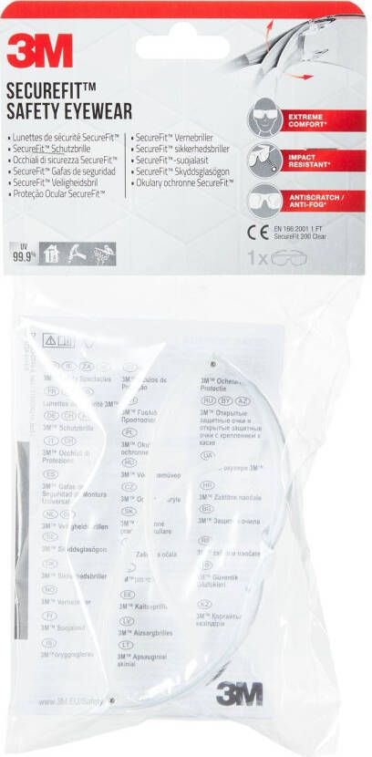 3M Veiligheidsbril Securefit Sf200 Anti-kras Transparant Anti-condens