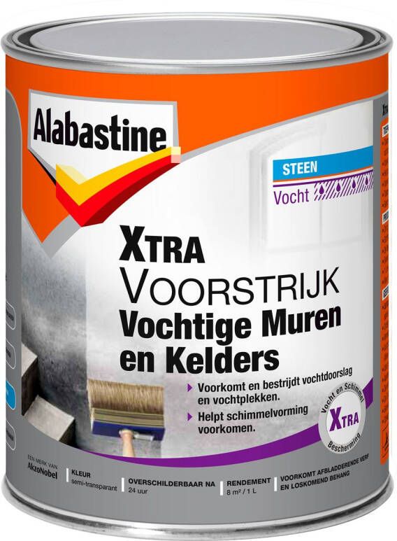 Alabastine Xtra Vochtige Muren en Kelders Voorstrijk Wit 1 liter