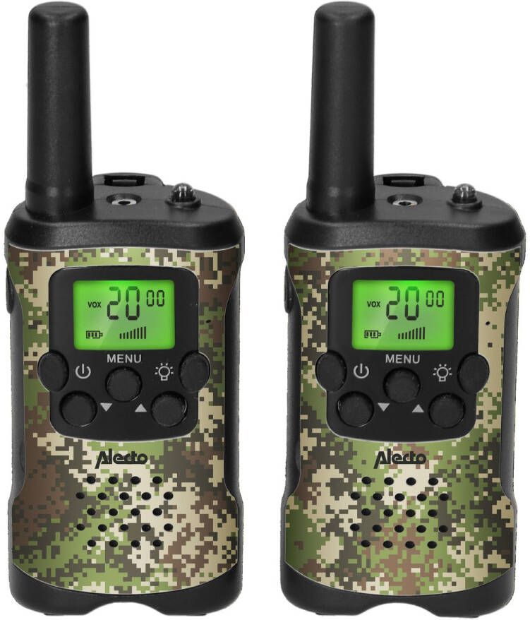 Alecto Walkie talkie set voor kinderen 2 stuks tot 7 kilometer bereik FR115CAMO Camouflage
