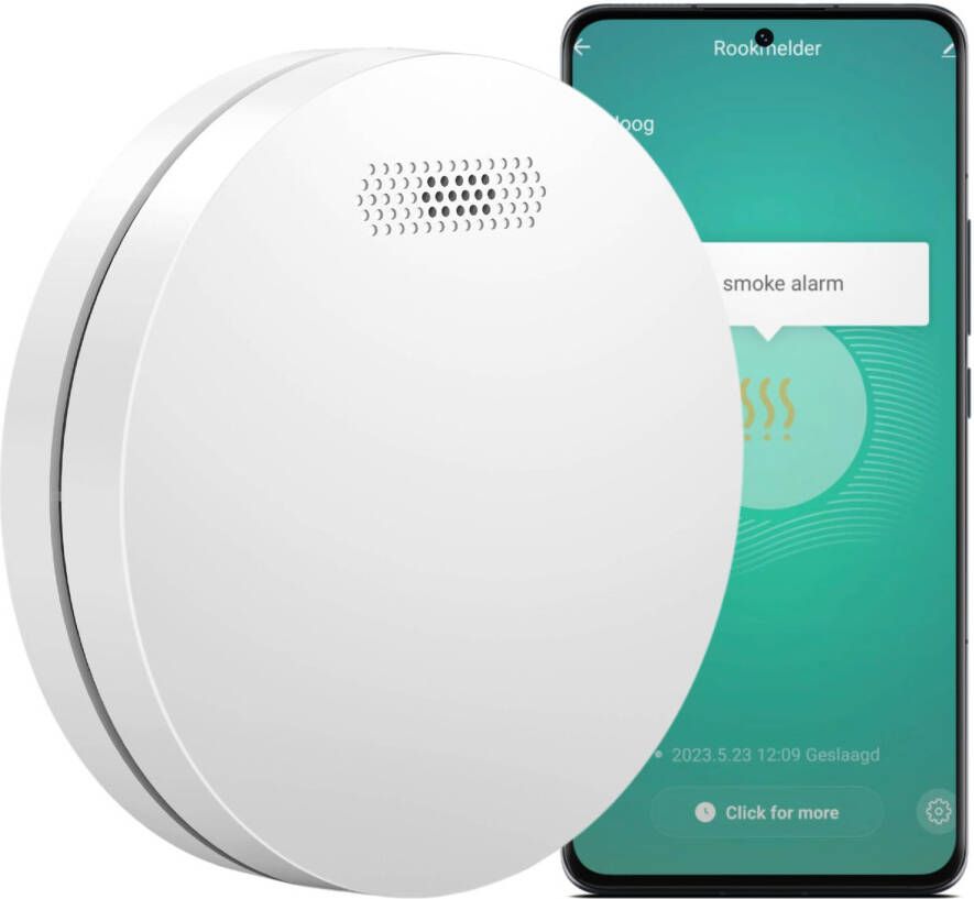 Aroha Smart Connect & Link Rookmelder 10 jaar batterij Slimme & koppelbare rookmelder met WiFi Smart brandmelder met app Tuya & Smartlife Draadloos koppelbaar