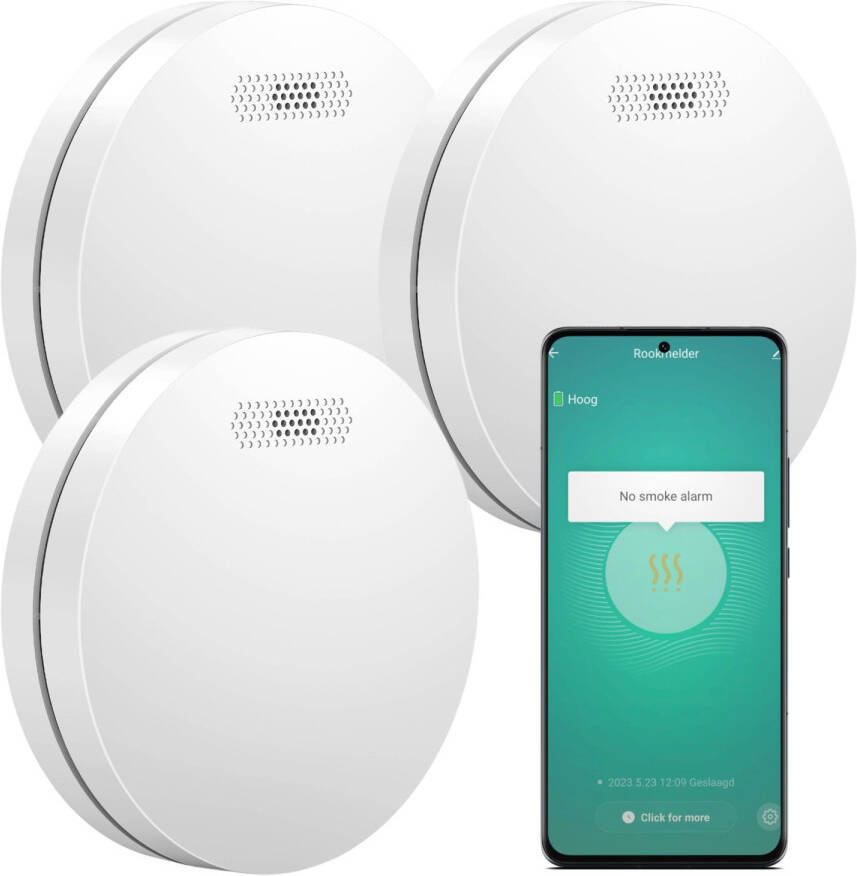 Aroha Smart Connect Rookmelder 10 jaar batterij Slimme rookmelder WiFi Smart brandmelder met app Tuya Smart & SmartLife Multipack 3 set