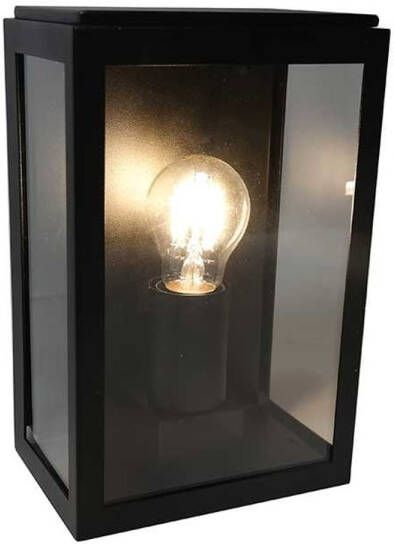 Merkloos Sans marque Rowin Buitenlamp wand h: 25cm IP44 zwart+glas Klassiek Artdelight 2 jaar garantie